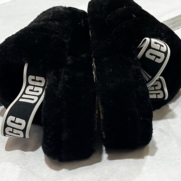 UGG Fluff Yeah Shearling Slingback Slides Black Women's 8 - Picture 4 of 12